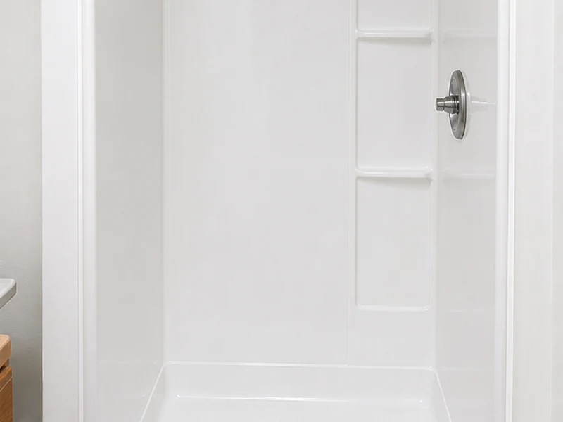 Refinished uniform white fiberglass shower in an Oakland apartment unit